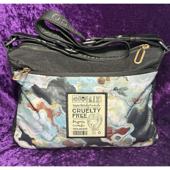 ANEKKE Shoulder Bag Nature Woods Black Eco Recycled Canada Map Crossbody - Picture 2 of 16